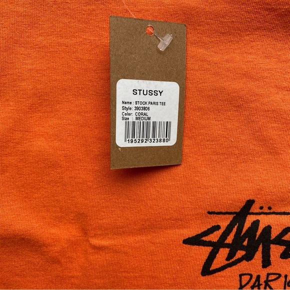 STUSSY Stock Paris Tee Shirt Exclusive Graphic Tee Short Sleeve Orange (M) - Picture 9 of 11